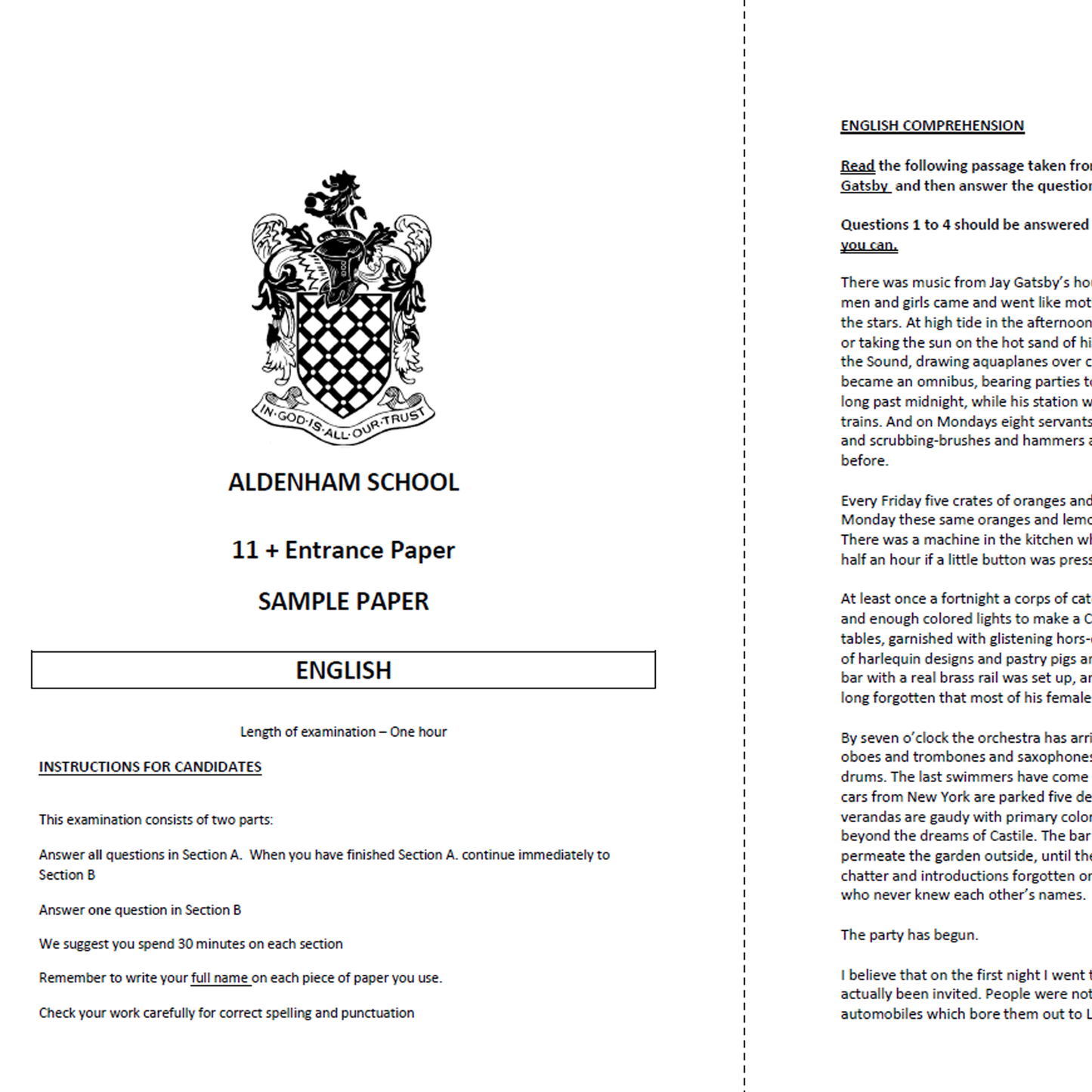 Aldenham School: 11+ English