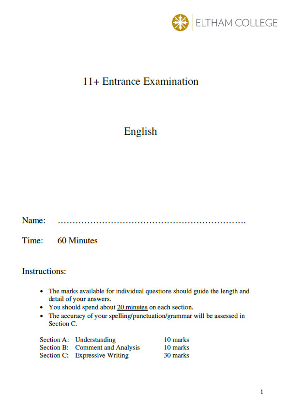 Eltham College: 11+ English (2018)