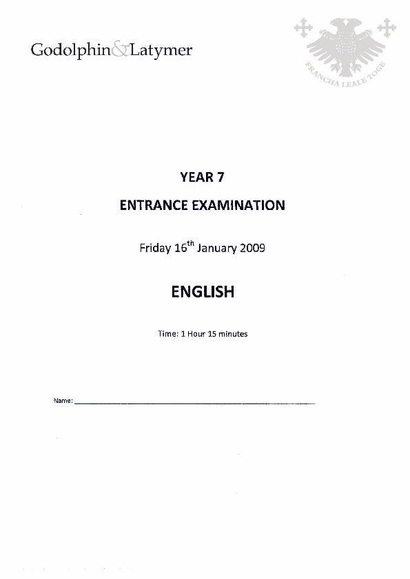 Godolphin & Latymer: 11+ English