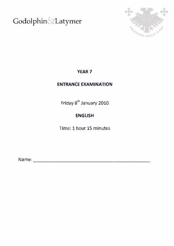 Godolphin & Latymer: 11+ English