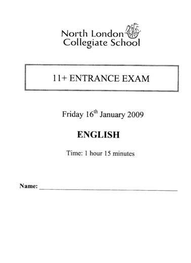 North London Collegiate School: 11+ English (2009)