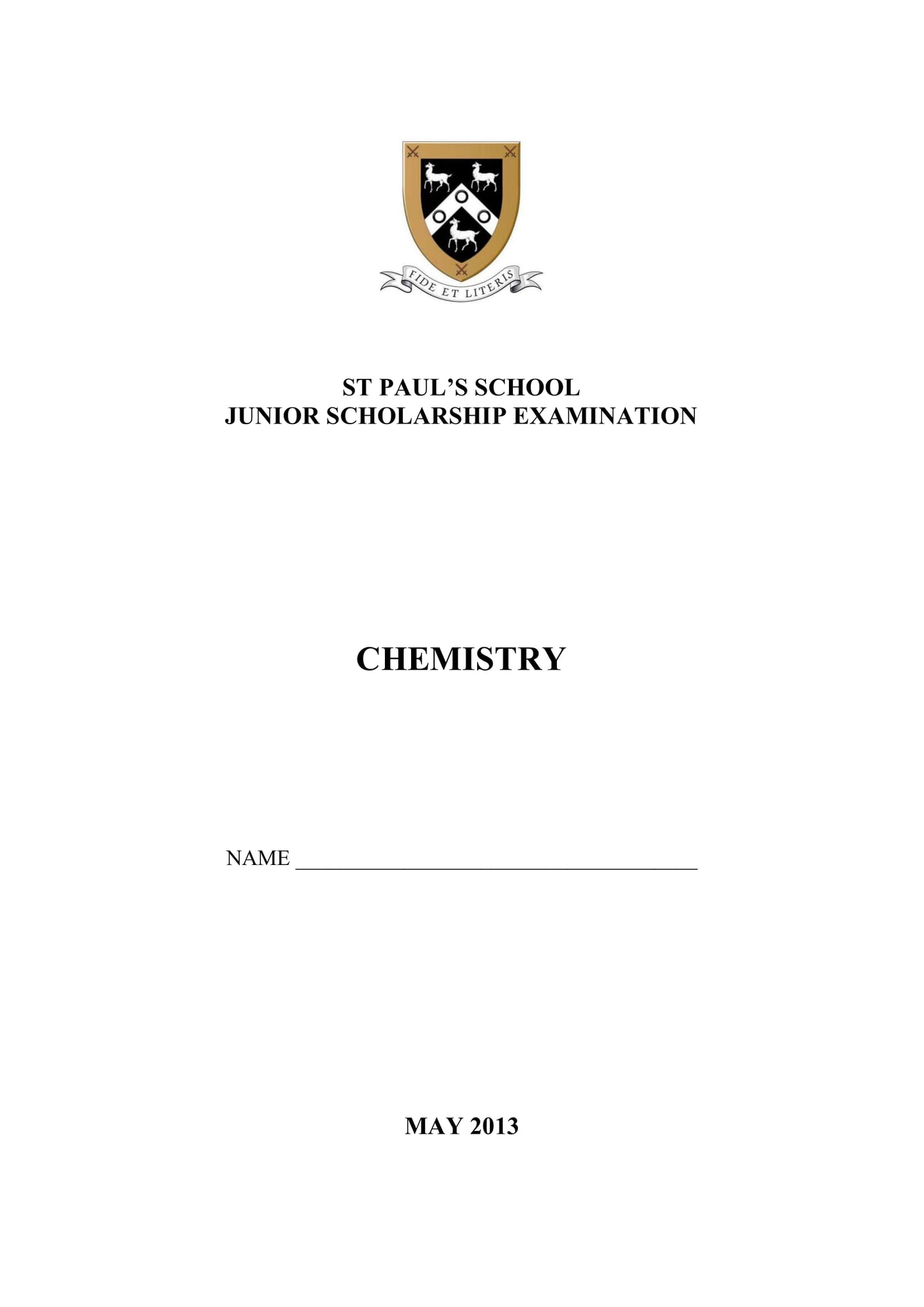St Paul's School: 11+ Chemistry (2013)