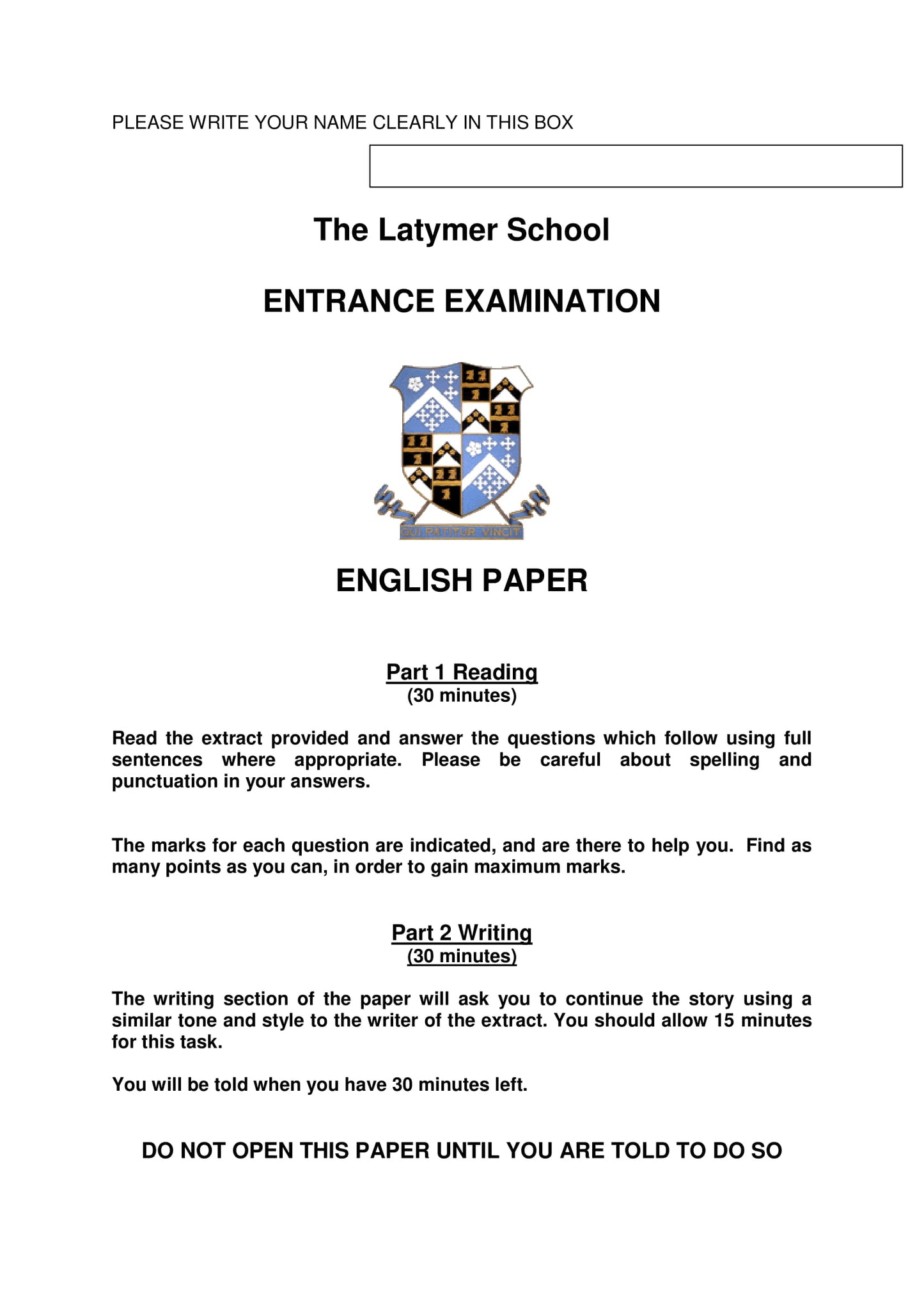 The Latymer School: 11+ English (2019)