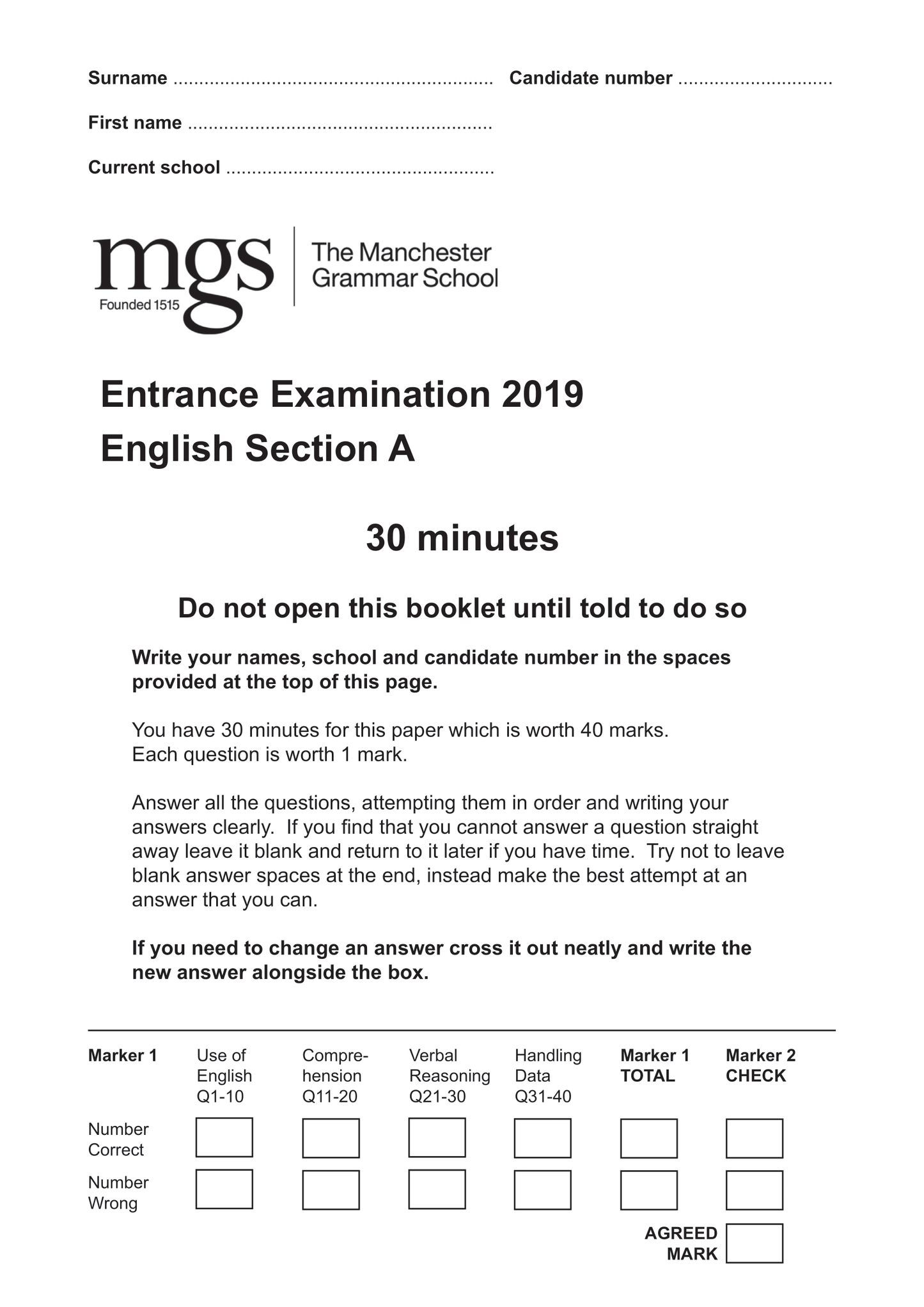 181 English 11+ Papers