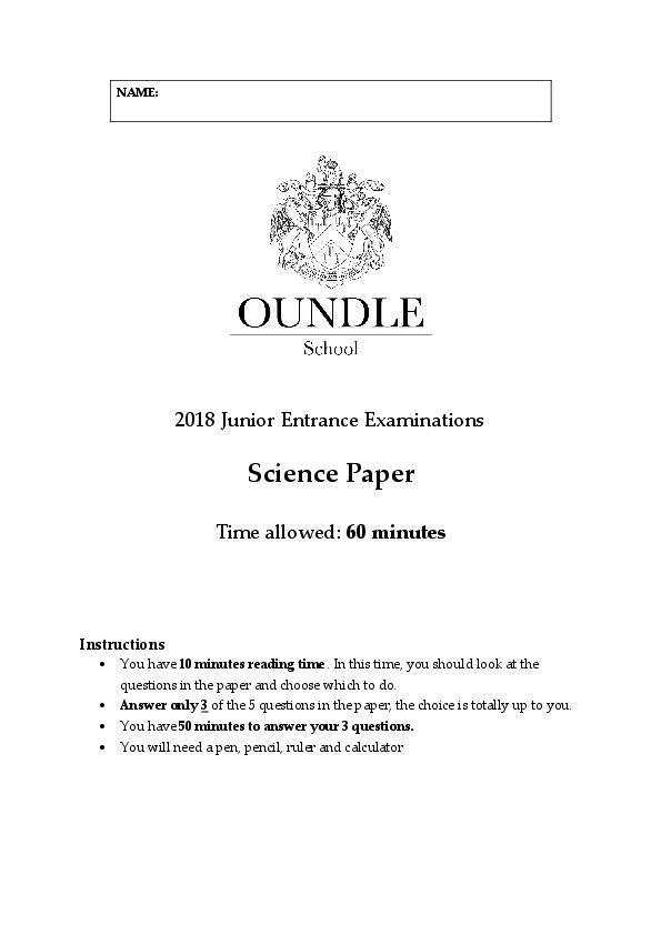 Oundle School: 11+ Science (2018) [341]