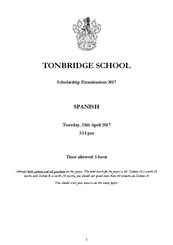 Tonbridge School: 11+ Spanish (2017) [344]