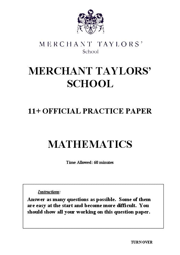 Merchant Taylors' School: 11+ Maths [364]