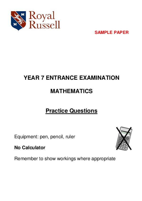 Royal Russell School: 11+ Mathematics  [369]