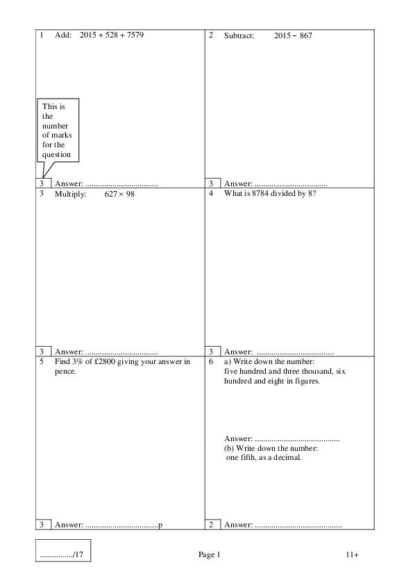 The Trinity School of John Whitgift: 11+ Maths [372]