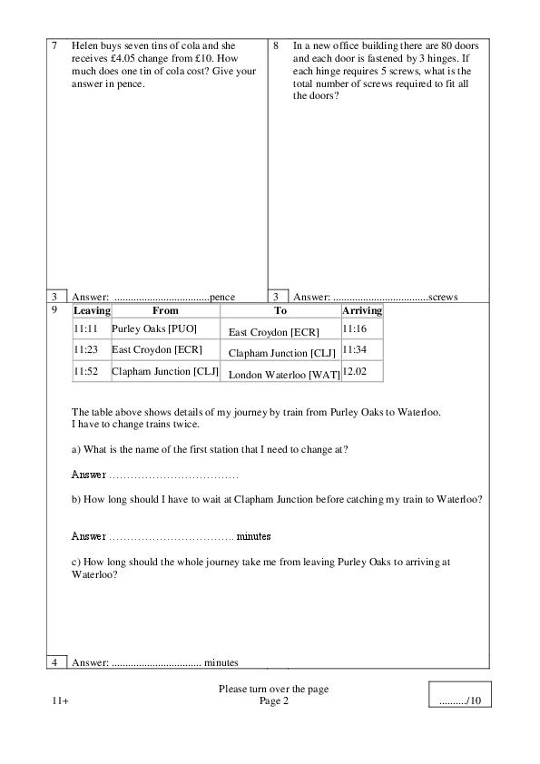 The Trinity School of John Whitgift: 11+ Maths [372]