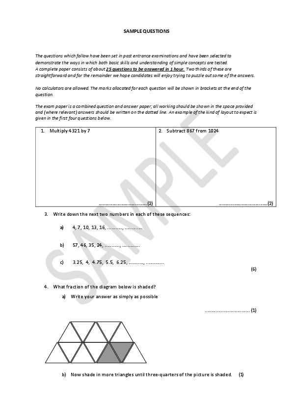 The Trinity School of John Whitgift: 11+ Maths [374]