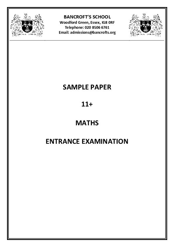 Bancroft's School: 11+ Maths (2017) [10]