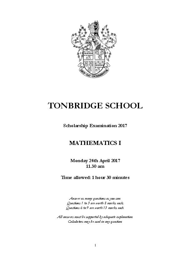 Tonbridge School: 11+ Maths (2017) [104]