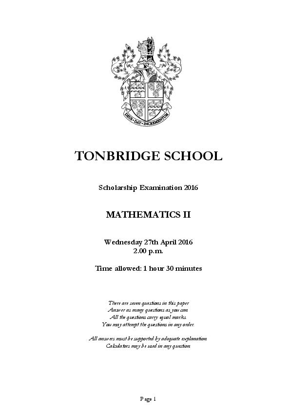 Tonbridge School: 11+ Maths (2016) [106]