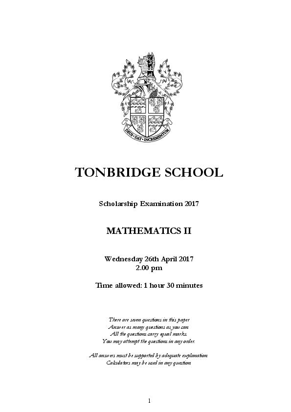 Tonbridge School: 11+ Maths (2017) [107]