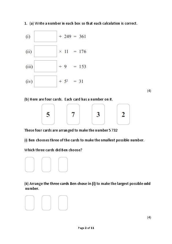 Benenden School: 11+ Maths (2015) [11]