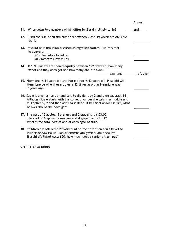 Haberdashers' Aske's Boys' School: 11+ Maths (2014) [119]