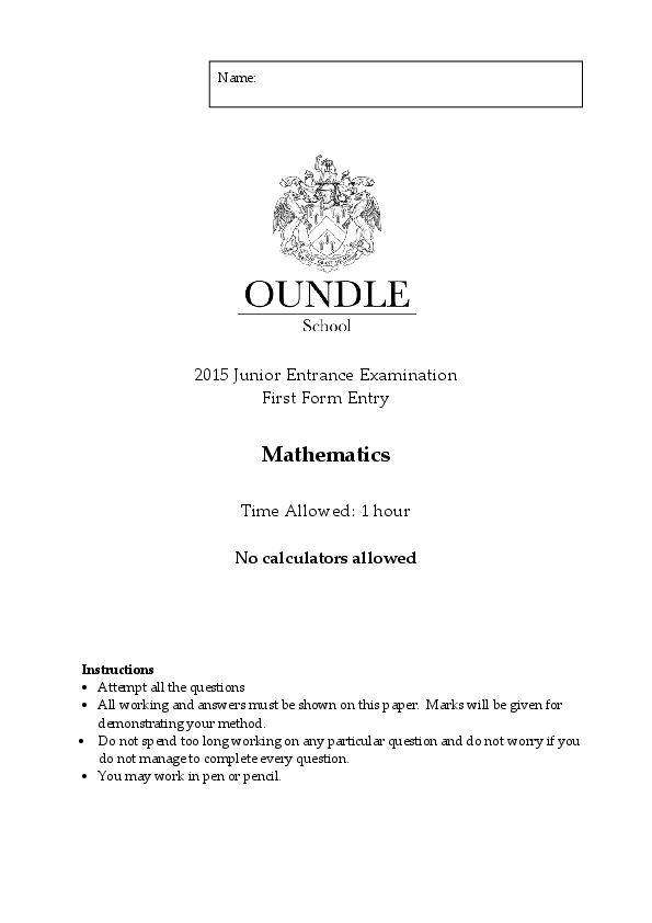 Oundle: 11+ Maths (2015) [178]