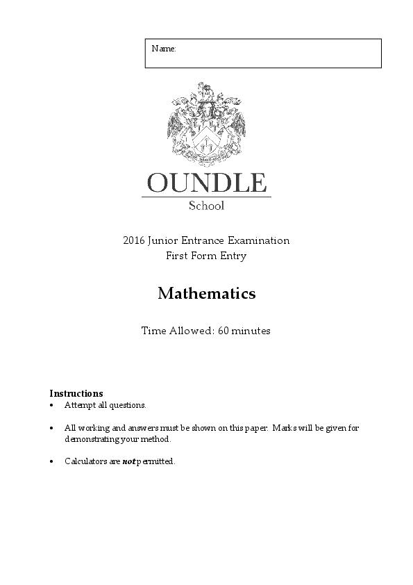 Oundle: 11+ Maths (2016) [179]