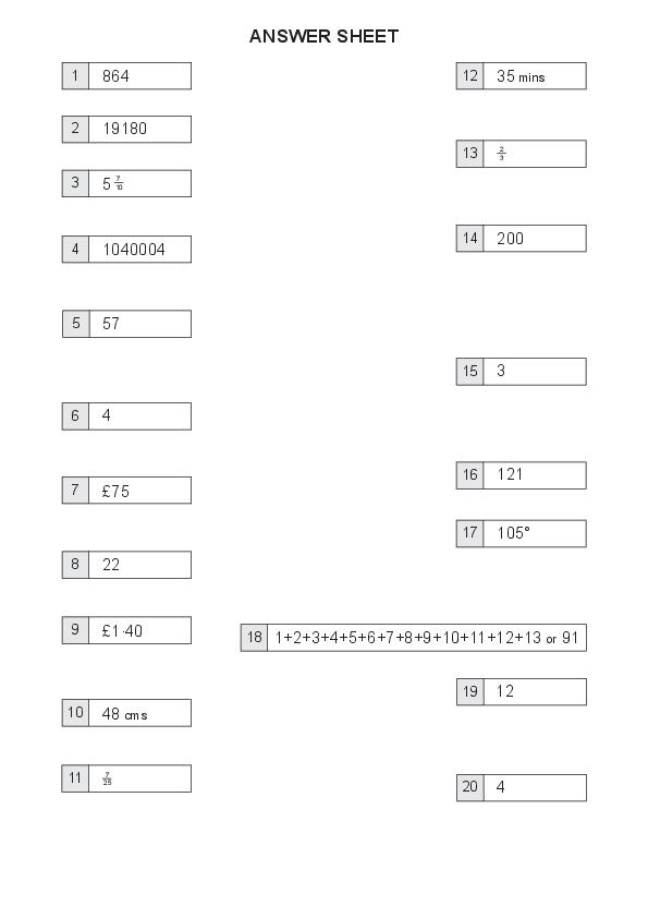 The Manchester Grammar School: 11+ Maths Marking Scheme (2012) [183]