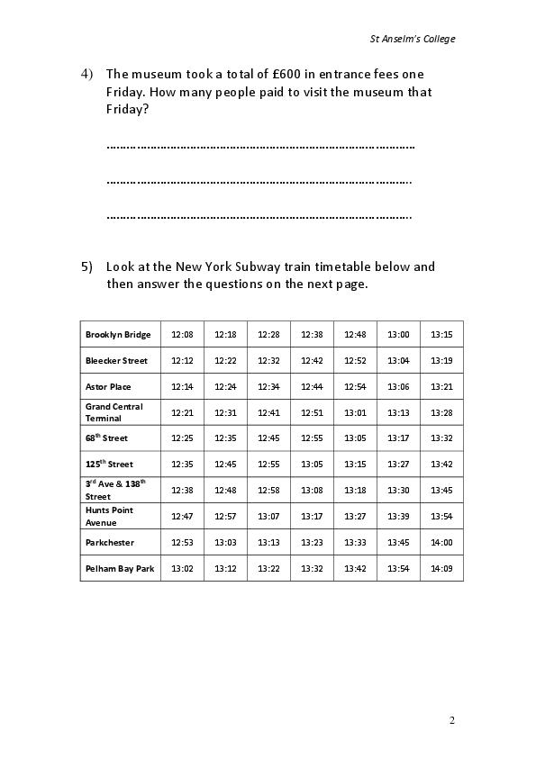 St Anselm's College: 11+ Maths  [193]