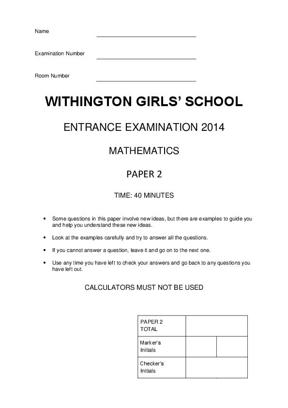 Withington Girls' School: 11+ Maths (2014) [195]