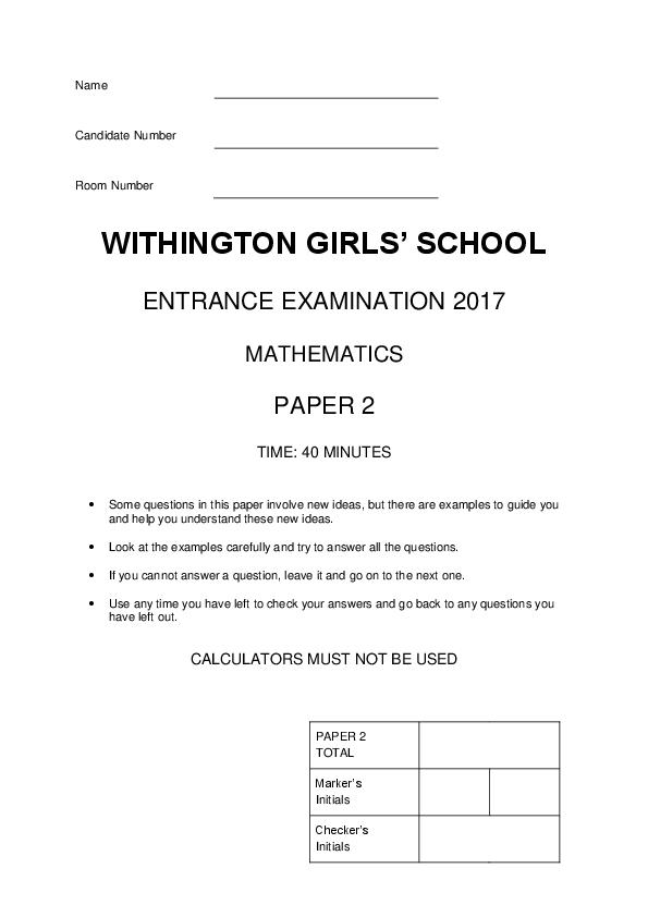 Withington Girls' School: 11+ Maths (2017) [198]