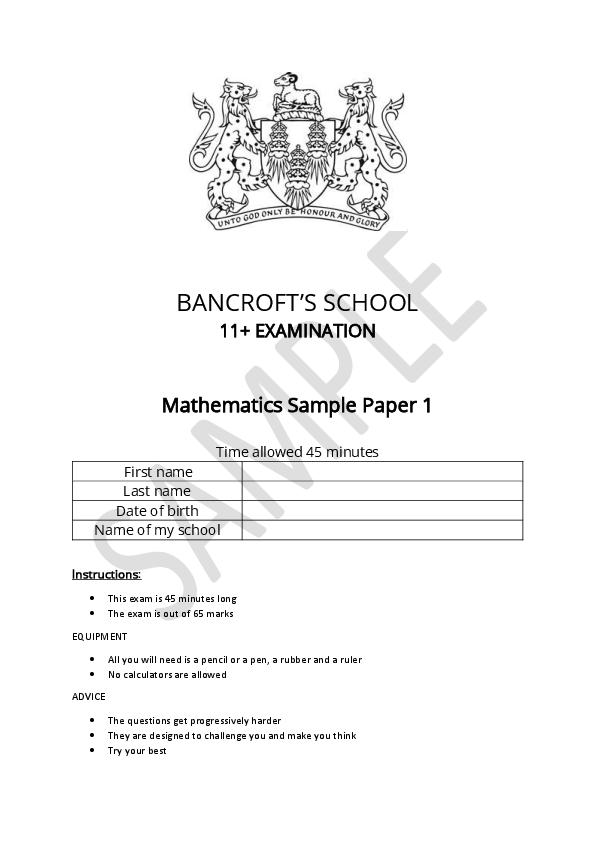 Bancroft's School: 11+ Maths (2020) [217]