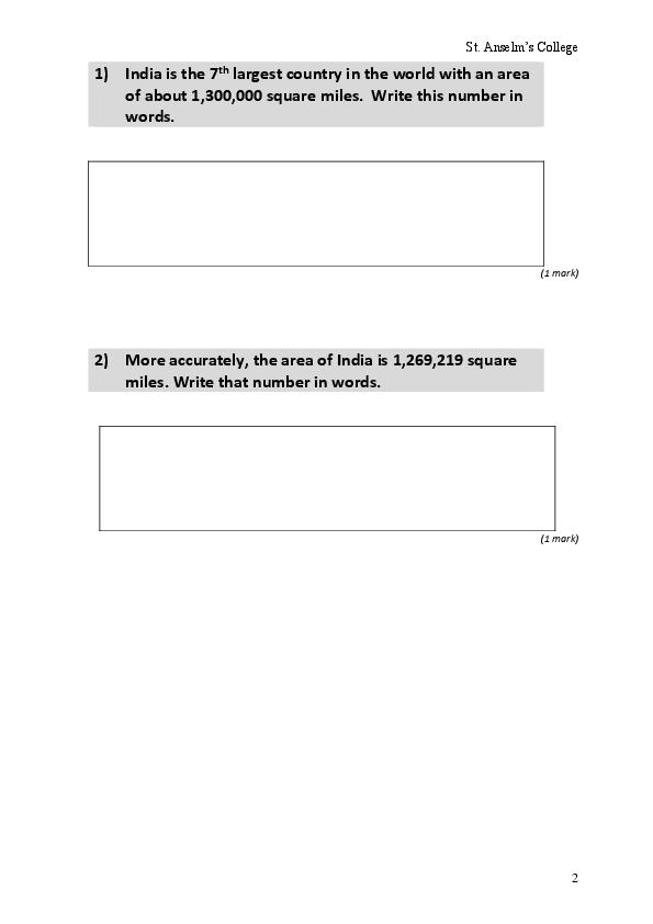 St. Anselm's College: 11+ Maths (2021) [225]