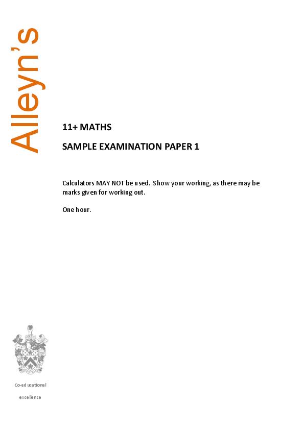 Alleyn's: 11+ Maths  [264]