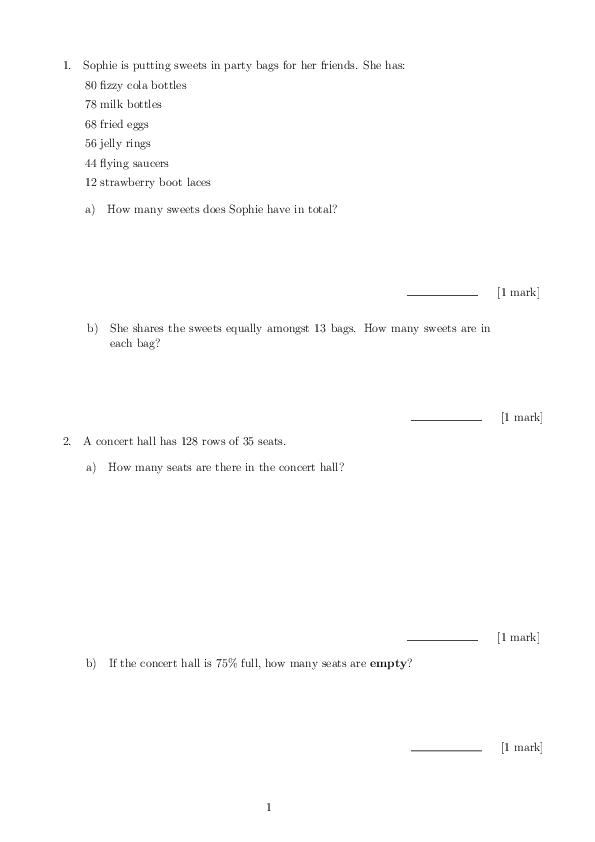 Sevenoaks: 11+ Maths Paper (2018) [289]