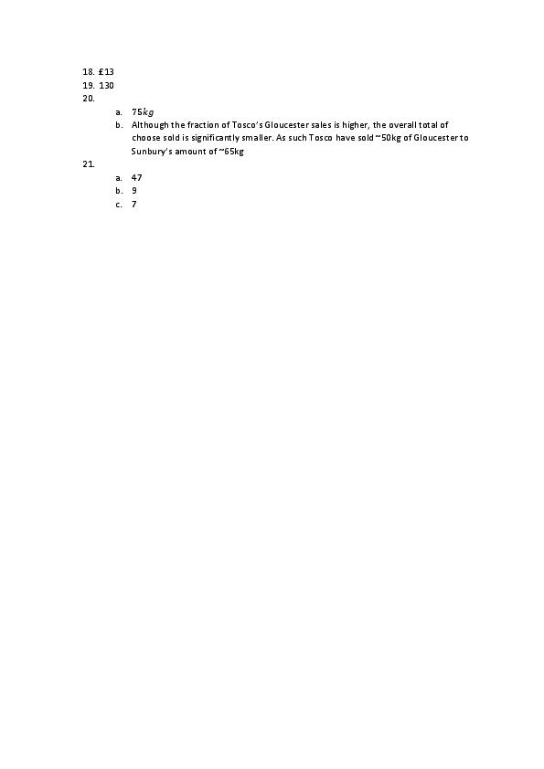 The Perse Upper School Cambridge: 11+ Math Answer Sheet [297]