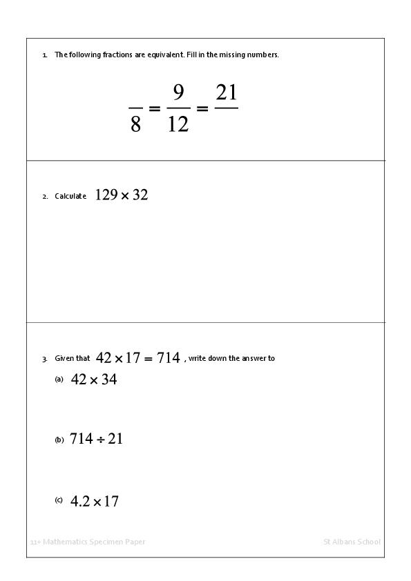 St Albans School: 11+ Maths [303]