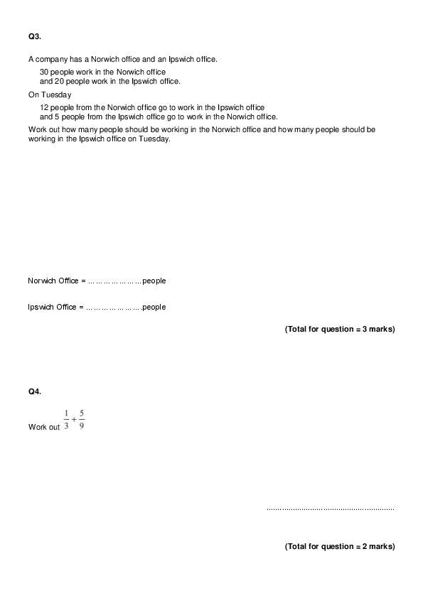 Epsom College: 11+ Maths  [Version: 1] [31]