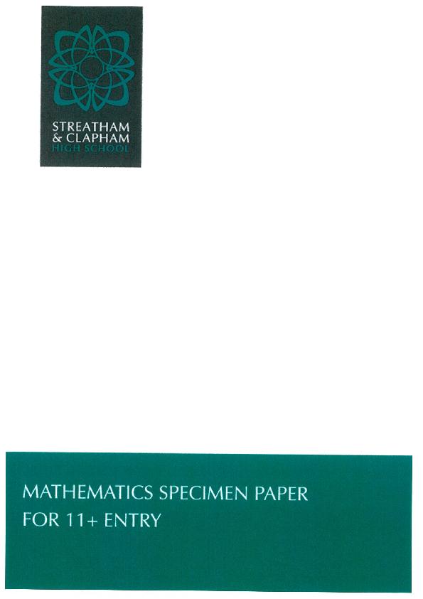 Streatham & Clapham 11+ Maths Paper [311]