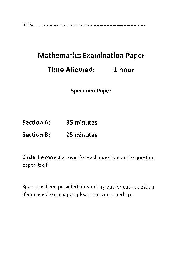 Streatham & Clapham 11+ Maths Paper [311]