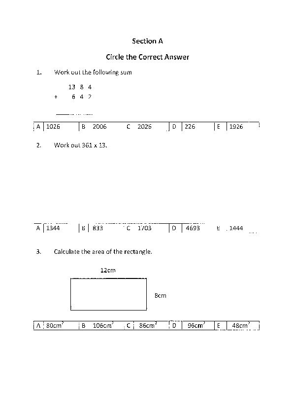 Streatham & Clapham 11+ Maths Paper [311]