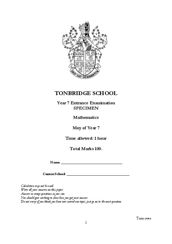 Tonbridge School: 11+   [315]