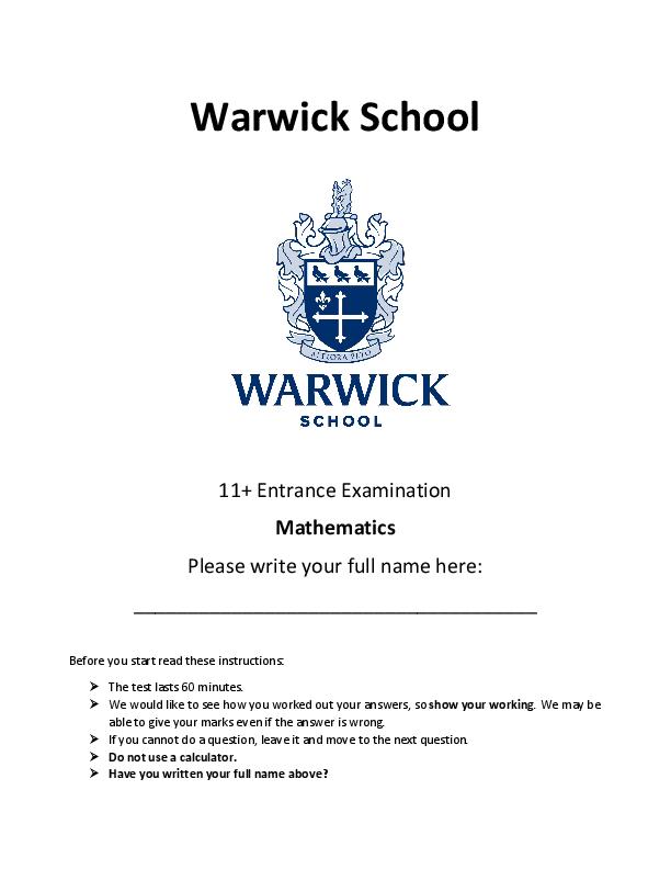 Warwick School: 11+ Maths [317]