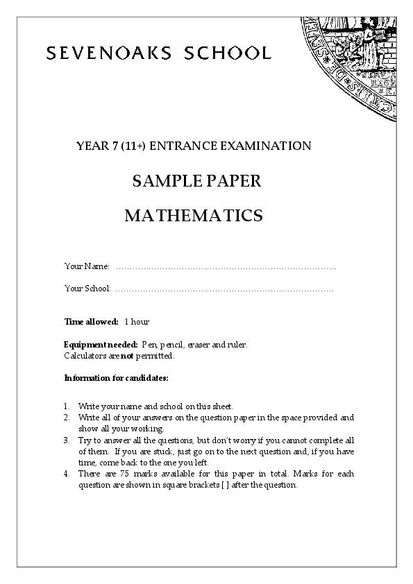 Sevenoaks: 11+ Maths (2010) [319]