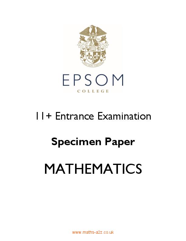 Epsom College: 11+ Maths  [Version: 2] [32]