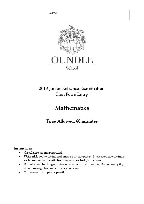 Oundle School: 11+ Maths (2018) [33]