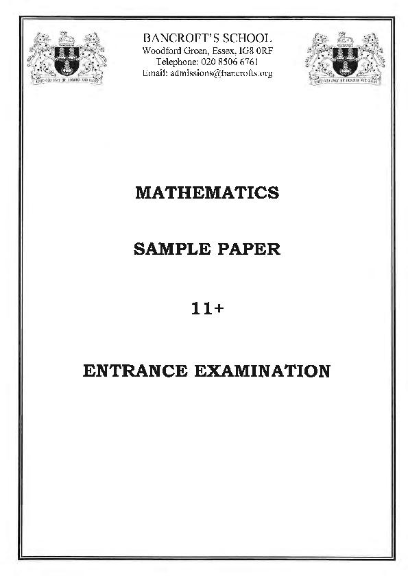 Bancroft's School: 11+ Maths [41]