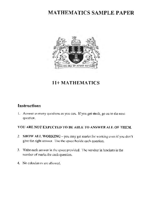 Bancroft's School: 11+ Maths [41]