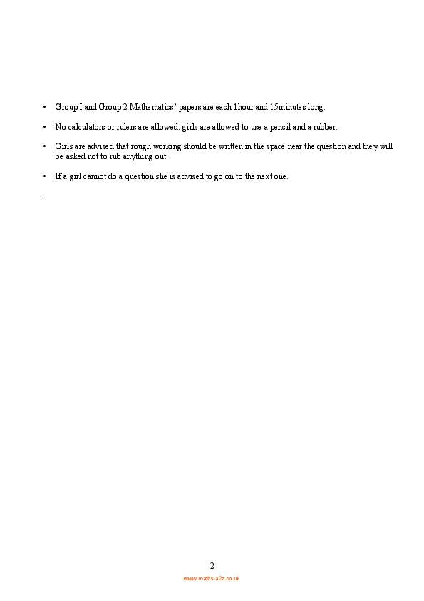 St James Senior Girl’s School: 11+ Maths Sample (2009) [67]