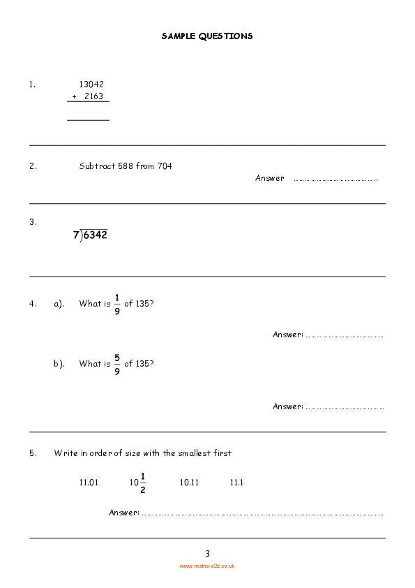 St Margaret’s School: 11+ Maths Sample (2009) [67]