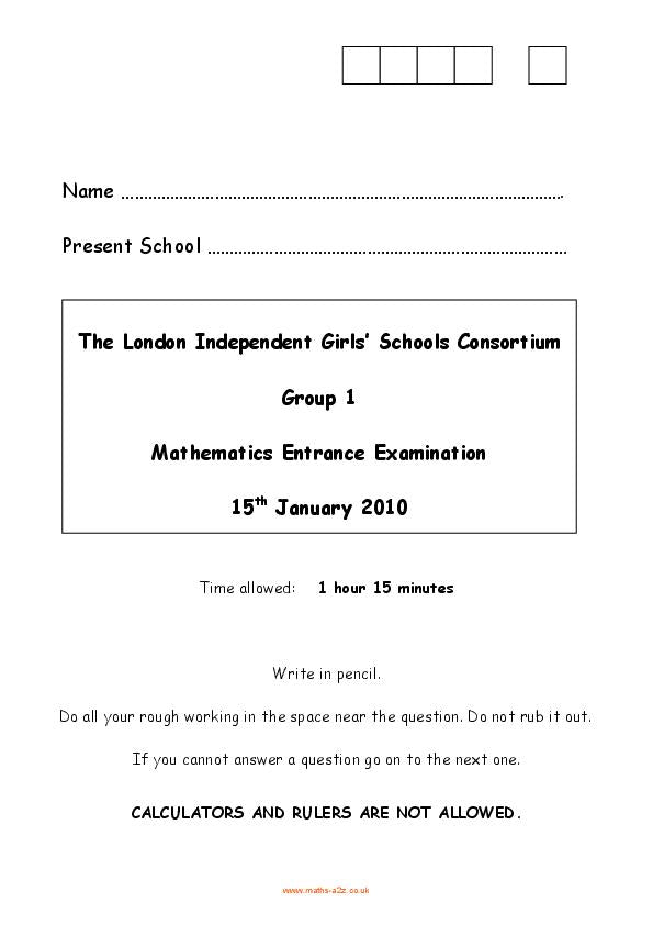St Margaret’s School: 11+ Maths (2010) [68]