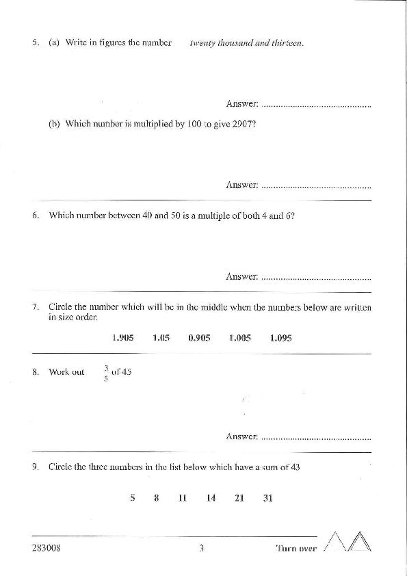 Francis Holland School: 11+ Maths (2013) [97]