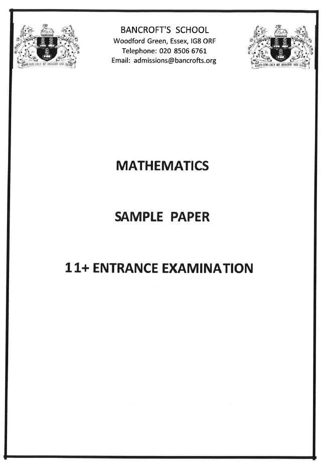 Bancroft's School: 11+ Maths [9]