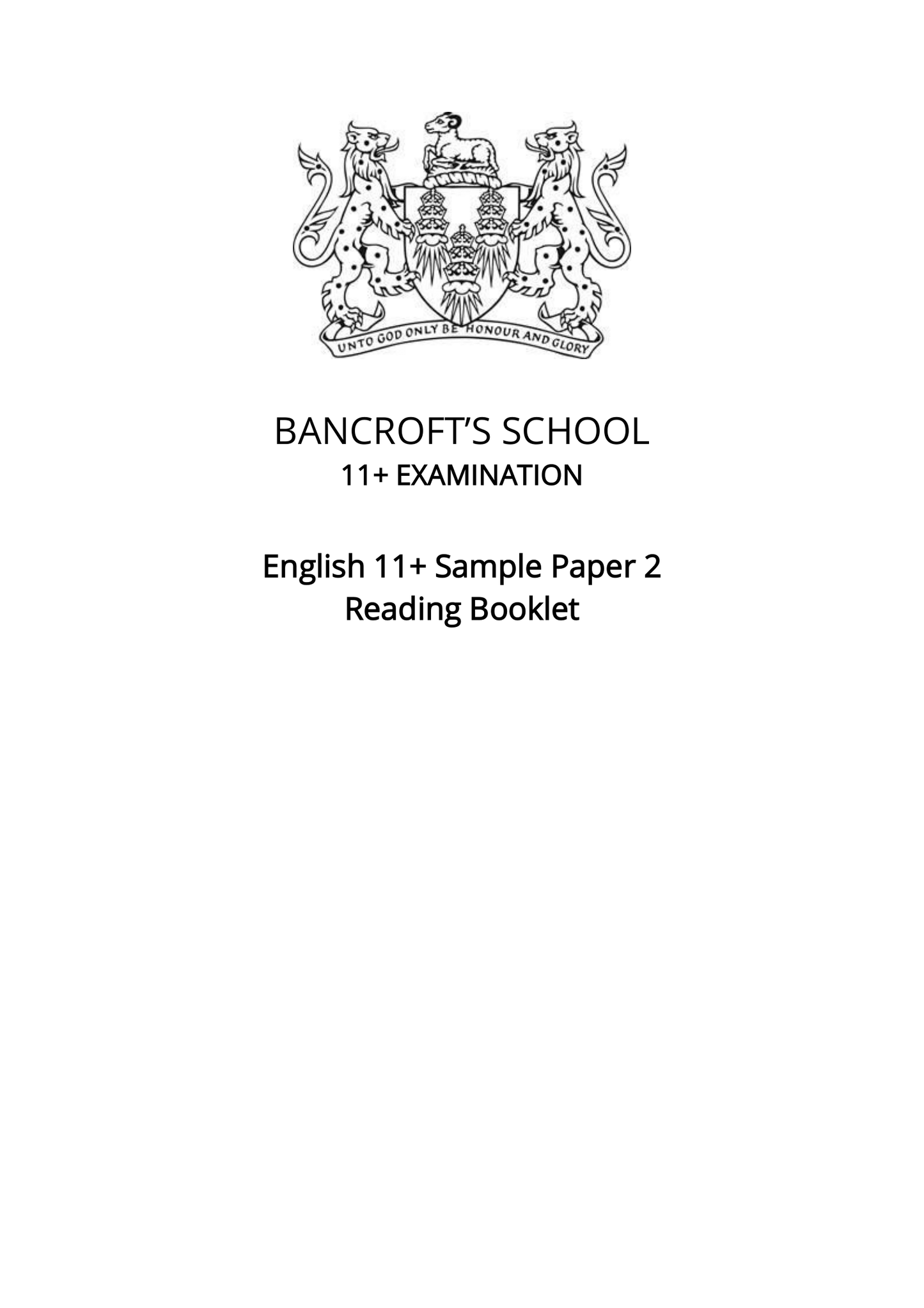 Bancroft's School: 11+ English  [Version: 4]